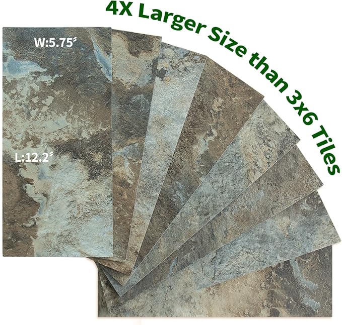 AULIGET 2-Piece Beige & Brown Slate Peel and Stick Backsplash Wall Tiles, 6" x 12" PVC Faux Stone Stick on Tiles for Kitchen Backsplash