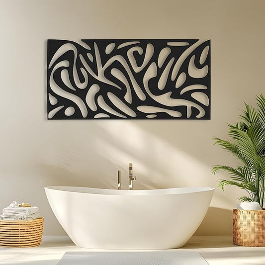 kuestboy Abstract Metal Wall Art, Modern Geometric Sculpture for Wall Decor, Line Art for Living Room, Entryway, Office, Black Steel Gallery Piece for Indoor Home Decor (24" X 12" | 60 X 30cm)