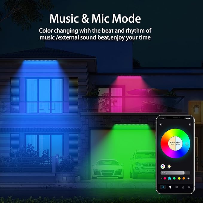 Linkable RGBCW LED Wall Washer Light, IP65 Waterproof Color Changing Light Bar for Outdoor Wall Wash, 180W Dimmable Uplight with APP & RF Remote Control, Music Sync, Timer