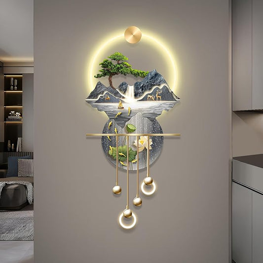 LED Light Decor Wall Art, 3D Art Wall Decor with Light, Decors Walls Sculptures Large 3D Art, Decors Walls Sculptures Lighting Modern, Plug-in Power Supply, Blue C, 23x53IN