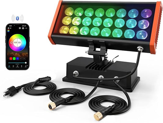 168W Smart LED Wall Washer Flood Lights, Waterproof RGBCW Color Changing Smart Light Fixtures with APP Control, Music Sync, Group, Timing Functions, Perfect for Outdoor Indoor Lighting Projects
