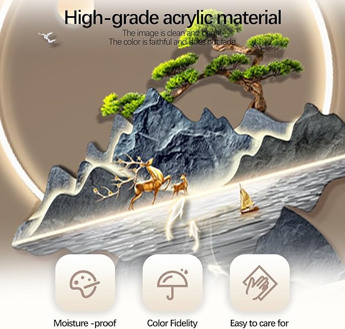 23.64x53.54IN 3D Wall Sculptures Hanging with Led Light Modern Art Deco Lighting Wall Art Decorations Lamp Wall Art Decor with Metal Ball Pendant for Friends(Blue 1)