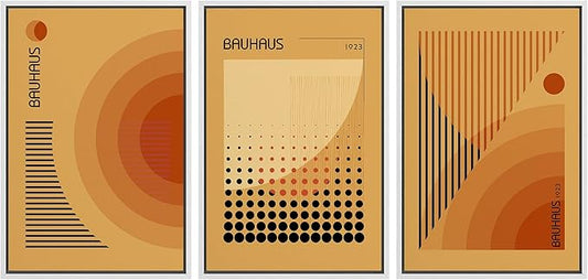 MUDECOR Framed Canvas Print Wall Art Bauhaus Art Prints Abstract Mid Century Modern Wall Art Minimalist Decor for Bedroom - 24"x36"x3 White