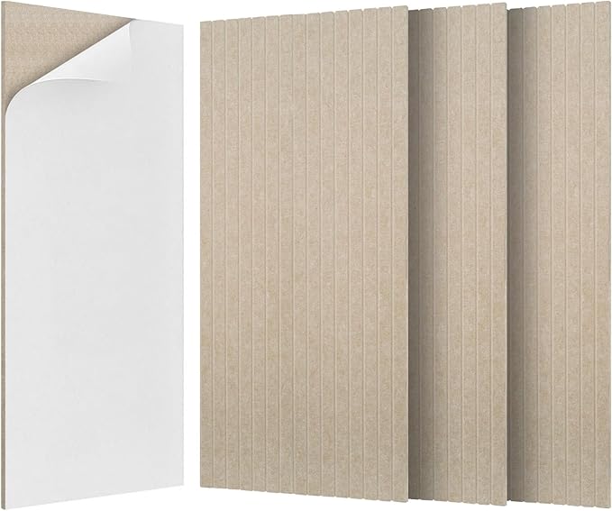 BUBOS 5 Pack Large Acoustic Panels,47.2" X 23.6" Acoustical Wall Panel,Self-Adhesive Sound Proof Panel for Office, Decorative Soundproof Wall Panels for Home Studio (Camel 2)