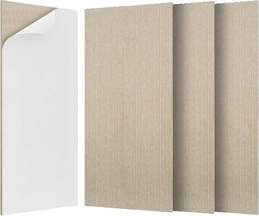BUBOS 5 Pack Large Acoustic Panels,47.2" X 23.6" Acoustical Wall Panel,Self-Adhesive Sound Proof Panel for Office, Decorative Soundproof Wall Panels for Home Studio (Camel 2)