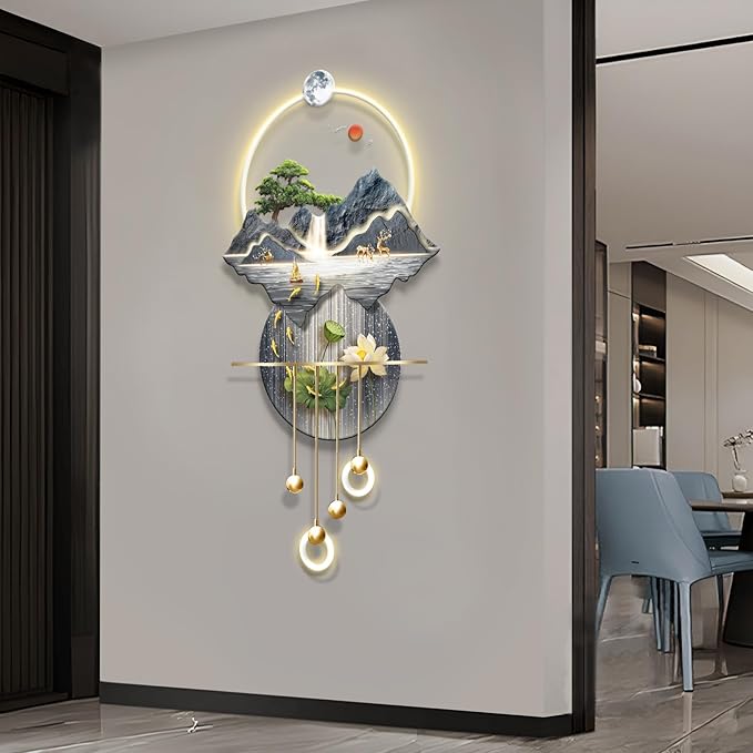 LED Light Decor Wall Art, 3D Art Wall Decor with Light, Decors Walls Sculptures Large 3D Art, Decors Walls Sculptures Lighting Modern, Plug-in Power Supply, Blue A, 23x53in