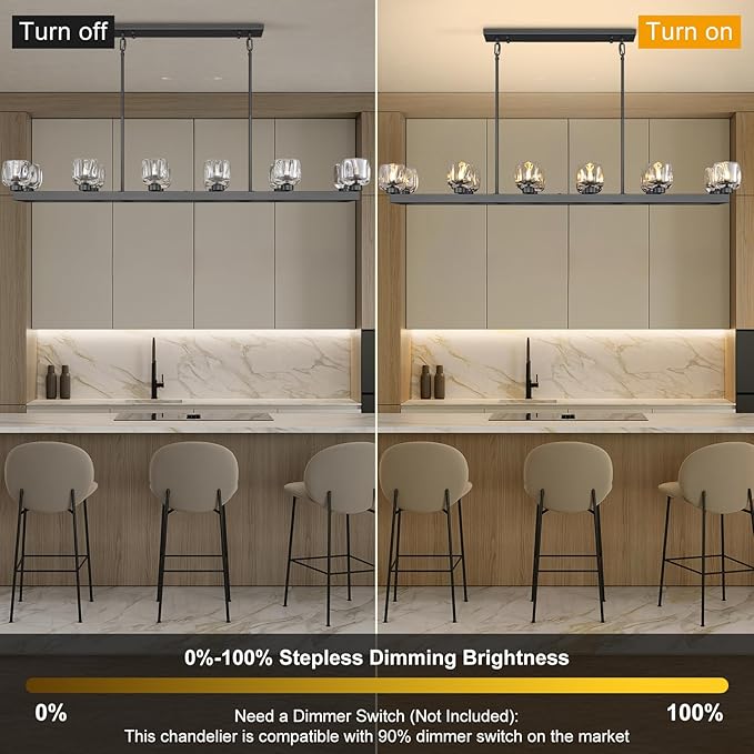 59 Inch Black Rectangle Wagon Wheel Chandeliers, Black Chandelier for Dining Room Over Table, Modern Crystal Long Chandelier, Farmhouse Large Linear Chandeliers for Kitchen Island