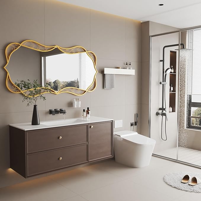 Bathroom Gold Wall Mirror: 30"x60"Antique Large Mirror for Wall - Vertical or Horizontal Hanging - Home Decor for Living Room/Entryway/Fireplace/Hallway