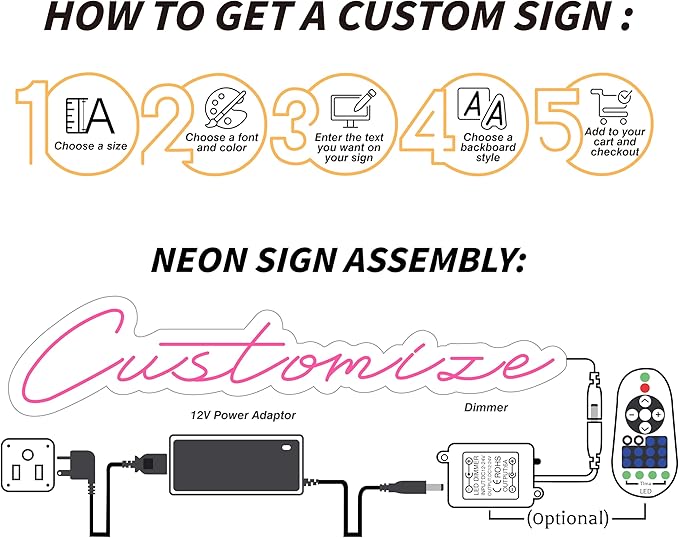 LC Sign Custom Neon Sign, LED Name Signs Customizable for for Wedding Events Prom, Personalized Led Neon Light Gifts for Bedroom Wall Decor, Office Coffee Bar Shop Business Signs