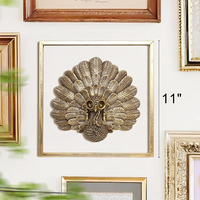 Animal Heads Wall Decor ( Includes Metal Frame) Christmas Indoor Decor Resin Animals Sculptures Head Wall Hanging Thanksgiving Decoration Gold vintage Wall Sculpture for Living Room Bedroom Office(Turkey)