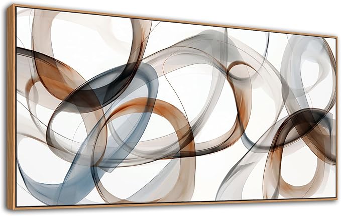 Abstract Wall Art - Framed Canvas Wall Art for Living Room, Bedroom, and Office - Minimalist Wood Wall Decor, Large Brown Art Prints, Kitchen bedroom wall art decor above bed