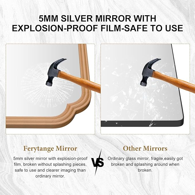 Natural Wood Framed Mirror,18X24 Inch Bathroom Mirror for Over Sink Wood Mirror for Bathroom Modern Rounded Corner Rectangle Wall Mounted Mirror for Bathroom (Horizontal/Vertical)