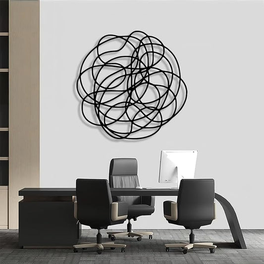 OSTCAL Abstract Wall Art, Abstract Metal Wall Art, Metal Line Art Wall Decor, Metal Minimalist Wall Art, Metal Wall Decor, Wall Decor Living Room, Bathroom Wall Decor (Black, 19x19in|47x47cm)