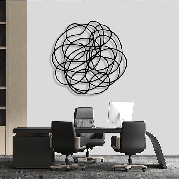 OSTCAL Abstract Wall Art, Abstract Metal Wall Art, Metal Line Art Wall Decor, Metal Minimalist Wall Art, Metal Wall Decor, Wall Decor Living Room, Bathroom Wall Decor (White, 35x35in|90x90cm)