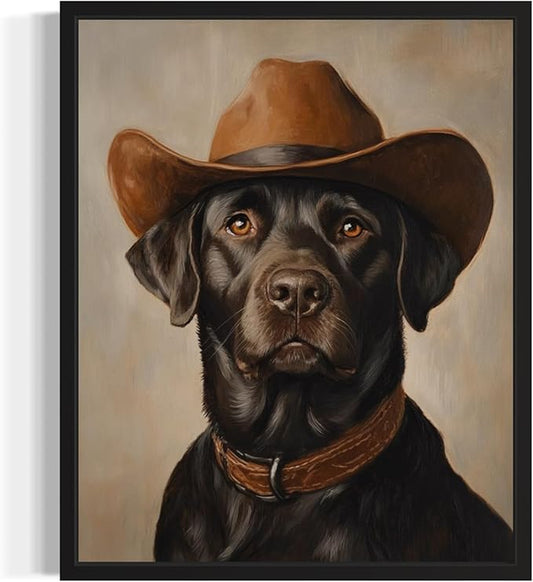 Labrador Retriever Cowboy Art Print Poster Wall Art, Western Country Farmhouse Wild West for Bedroom, Bathroom, Living Room Art Decor 58 (Labrador Retriever, 8 x 10 inches, Unframed)