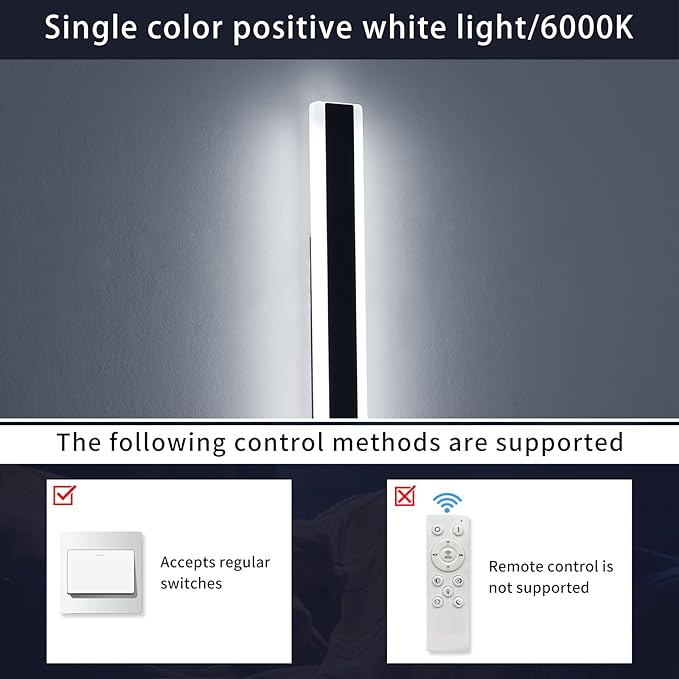 Mikeru 47.2inch Long Led Wall Light, 6000k Cool White Modern Outdoor Wall Light Ip65 Waterproof Black Acrylic Porch Exterior Lighting Fixtures, Exterior Wall Mount Lights for Garage Front Door