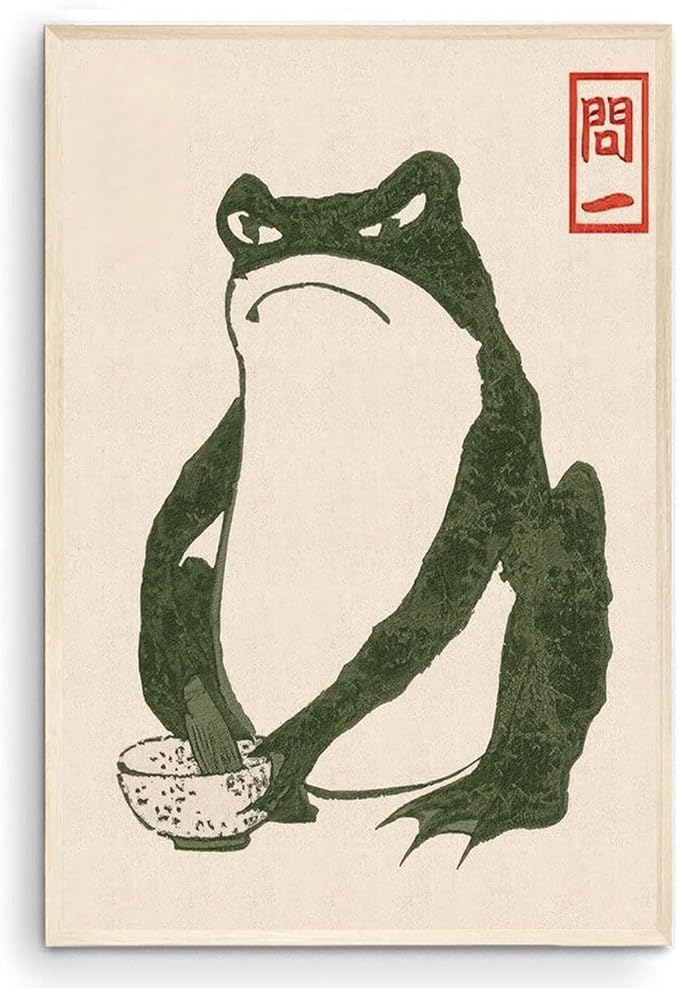 OZCONO Japanese Frog Art Print, Unframed Gallery Quality Giclée, Traditional Ukiyo-e Style, UV-Resistant Ink (11L x 9W)