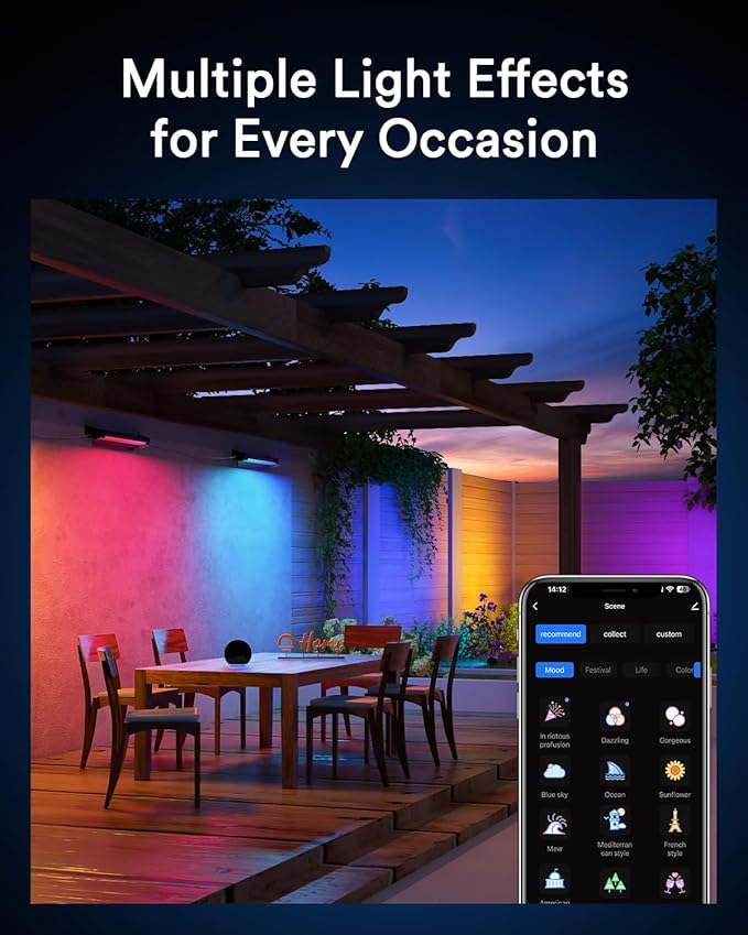 Lumary Smart Outdoor Led Light Bar, RGBAIWW Color Changing Wall Washer Lights, IP65 Backyard Ambient Floodlights Landscape Lighting for Room/Garden/Halloween/Christmas, APP&Voice Control, 4 Pack