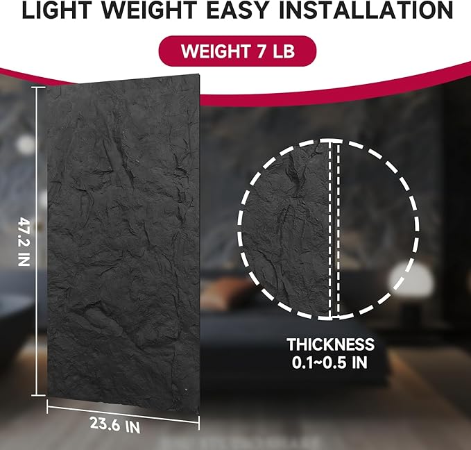 3D Wall Panels Faux Stone, Lava-Themed Translucent Panels, 23.6" x 47.2", Cement Texture for Home, Office & Outdoors