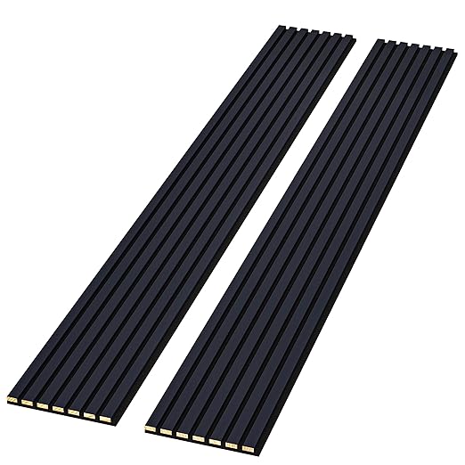 106" x 12.6" Acoustic Wood Wall Paneling, Decorative Sound Proof 3D Slat Panels for Walls and Ceilings (Set of 20) (Dark Blue)