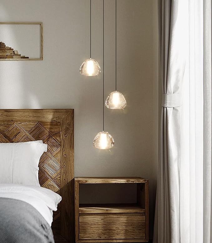 Modern Chandelier Crystal Pendant Light for Kitchen Island Dining Room Bedroom Hallway Black