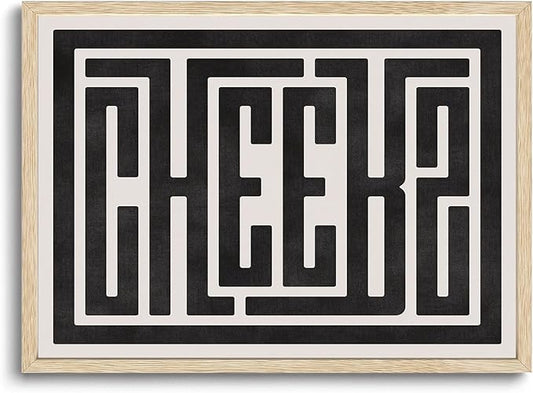 KISSFOX Retro Cheers Typography OAK Wood Framed Wall Art Farmhouse Western Canvas Art Prints Rustic Southwestern Pictures Wall Decor Modern Mid Century Artwork For Gallery Bistro Entryway Living Room