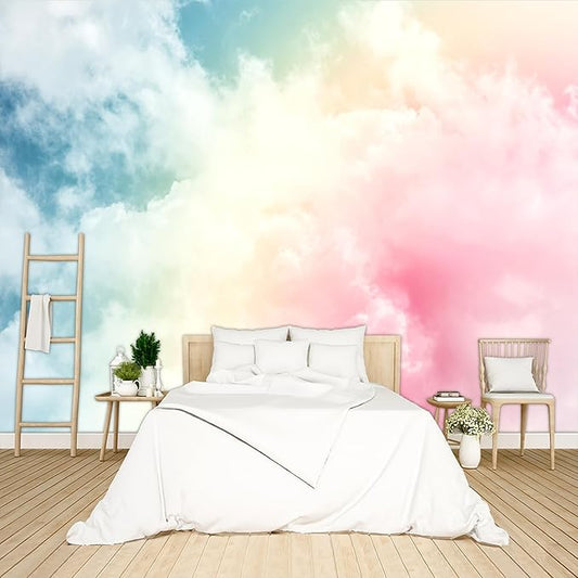 Colorful Cloud Wallpaper Peel and Stick Wall Mural for Bedroom Living Room - 58"x86"