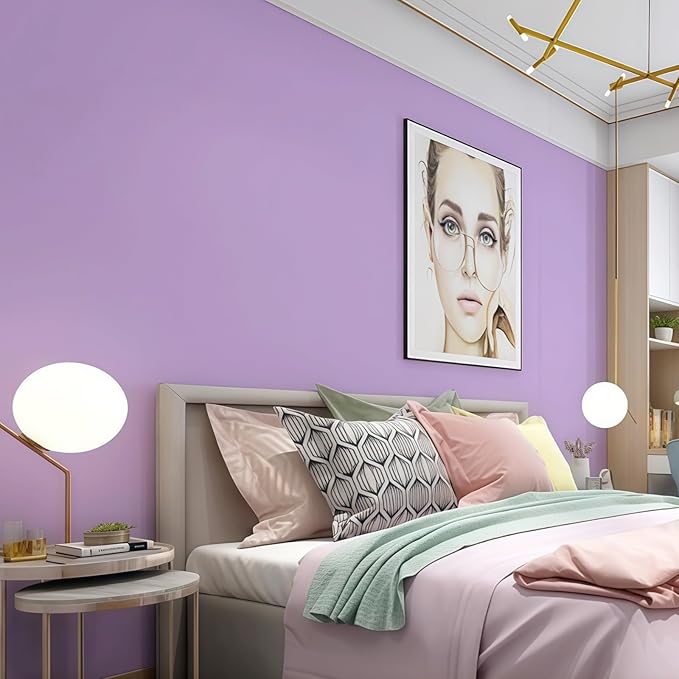 17.51inx118in Purple Wallpaper Peel and Stick Wallpaper Removable Self Adhesive Modern Purple Contact Paper for Cabinets Bedroom Bathroom Vinyl Wrap Matte Textured Waterproof Wall Paper DIY Decorative