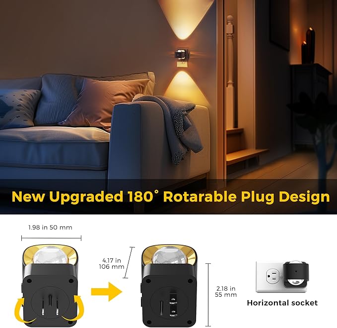 L LOHAS LED Night Light Projector, Night Lights Plug into Wall, Dusk to Dawn Sensor, Rotating Nightlight for Kids, Soft White Ambient Lighting for Bathroom, Gaming Room, Gifts,1 Pack