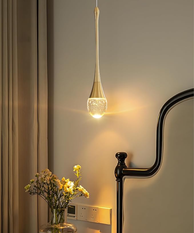 Modern Pendant Lights for Kitchen lsland LED Dimmable Raindrop Chandelier Crystal Ceiling Pendant Lighting for Dining Room Hallway Bar Living Room (1 Pack)