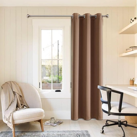 ChrisDowa Blackout Curtains 72 inches Long for Bedroom - Grommet Thermal Insulated Room Darkening Curtains for Living Room (1 Panel, Cappuccino, 42 x 72 Inch)