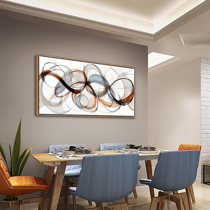 Large Wall Art - Framed Canvas Wall Art for Living Room, Bedroom, Office - Textured Brown Modern Abstract Artwork- Minimalist Home and dining room Decor 20×40IN Wood Frame Dedroom decorations