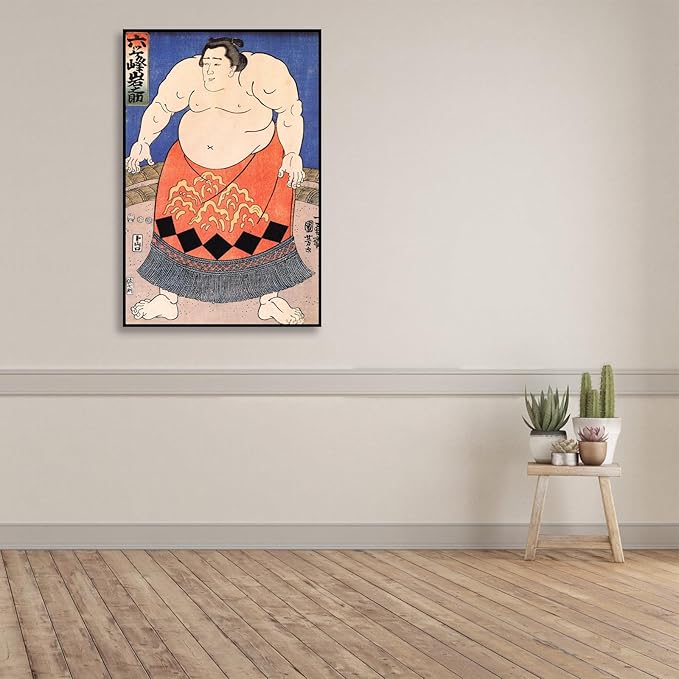 OKRA Utagawa Kuniyoshi Canvas Wall Art Sumo Wrestler Poses Poster Japanese Ukiyo-E Woodcut Art Animal Nature Landscape Poster Japanese Classic Wall Decor Unframed 20×30in/50×75cm