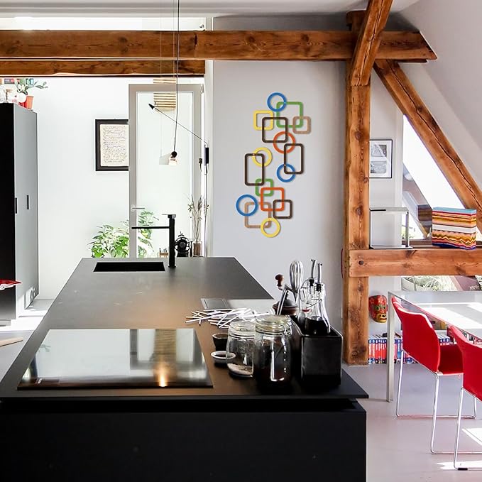 2 Pcs Metal Abstract Wall Decor, Minimalist Lines Wall Hanging Art Painting, Modern Geometric Black Wall Sculpture Suitable for Home Office, Hotel Living Room, Bedroom and other Home Decoration