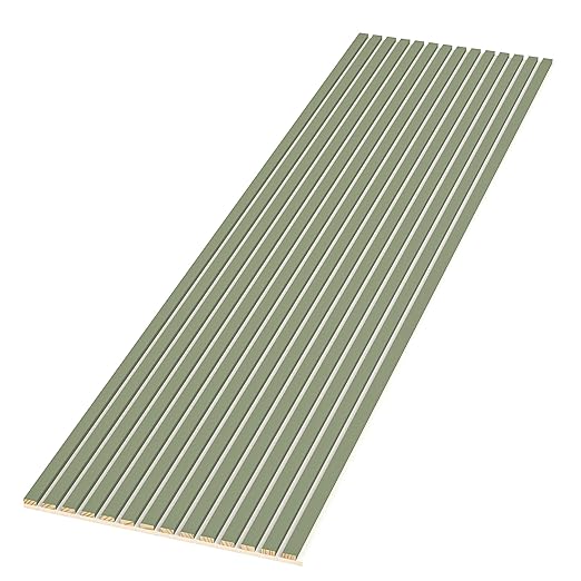 94" x 24" Acoustic Wood Slat Wall Panels – Modern Decorative Soundproof Panels for Walls & Ceilings, Premium Noise-Reducing Wood Paneling for Home & Office (Set of 10) (Alamosa Green w/White Base)