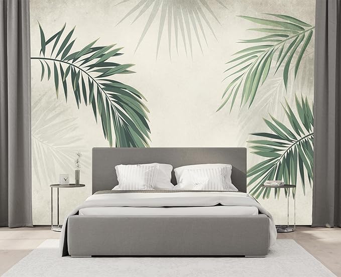 Cliouar-Vintage Palm Leaf Banana Leaf Wallpaper Mural Bedroom Living Room Decor 158" x 110" (Not Self-Adhesive)