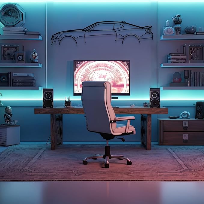 Camaro Silhouette Metal Car Wall Art, Sports Car, Automotive Silhouette Line Decoration, Minimalist Sculpture for Garage, Man Cave, Indoor Outdoor Wall Hanging, Gift for Boyfriend (Black-40x9.4” inch)