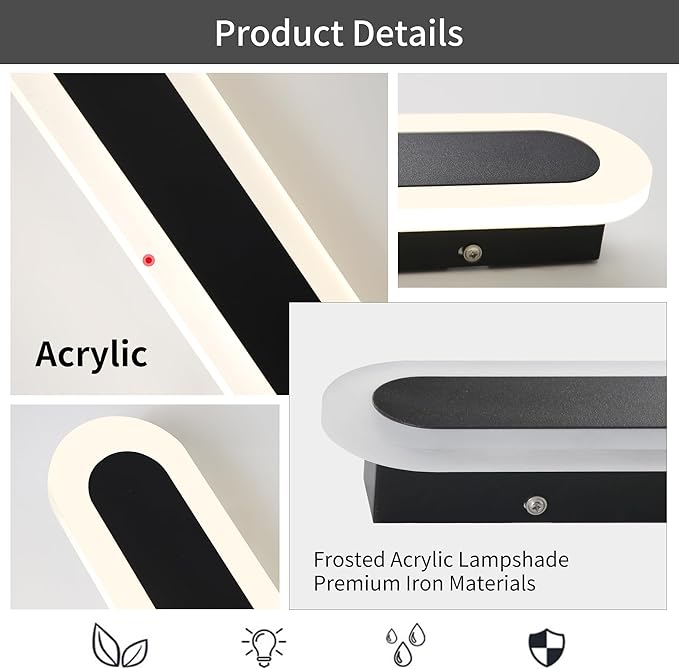 2-Pack 40in Long Outdoor Modern LED Wall Light, 30W IP65 Waterproof LED Wall Mount Lighting Fixture, Long Outdoor Wall Light Dimmable 3CCT Acrylic Wall Sconce