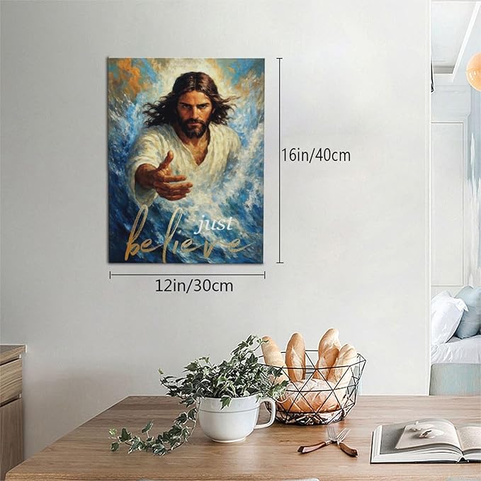 Christ Jesus Wall Art Christian Canvas Wall Decor Religious Bible Pictures Christ Paintings Prints Artwork Framed Divine Mercy Decorations For Church Prayer Room Bathroom Bedroom Living Room Gifts 12" x 16"