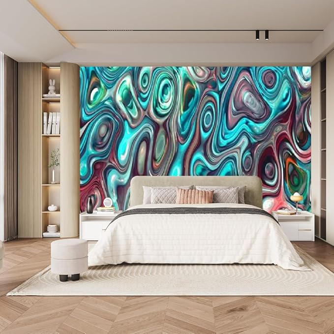 Creative Color Peel Stick Stick Wallpaper, Abstract Art Self Adhesive Removable 3D Murals, Large Waterproof for Living Room Bedroom Playroom Wall Decors,144" W x 100" H