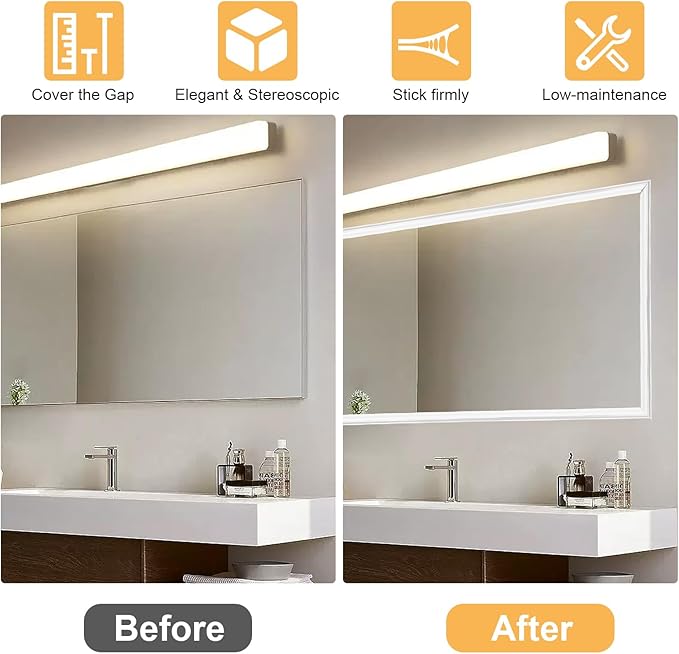 16.4ft Peel and Stick Molding Trim for Walls, Flexible Self-Adhesive Panel Moulding for Wall Ceiling Floor Cabinet Tile Edges Mirrior Frame DIY Chair Rail Panel Moulding (White 16.4ft)