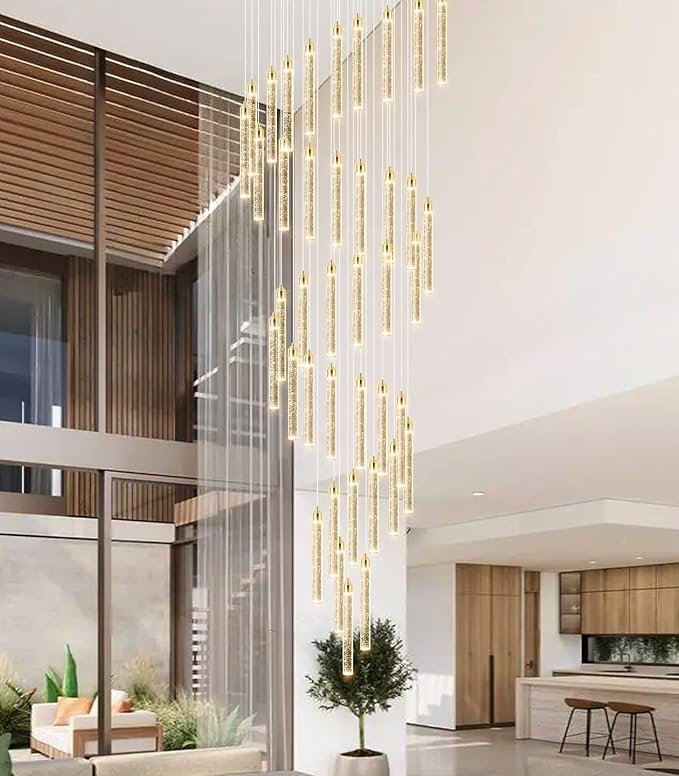 236'' Modern Crystal Chandeliers Long High Ceiling Chandelier for Staircase Dimmable LED Spiral Chandelier Hanging Ceiling Light Fixture for Entryway Foyer Hallway