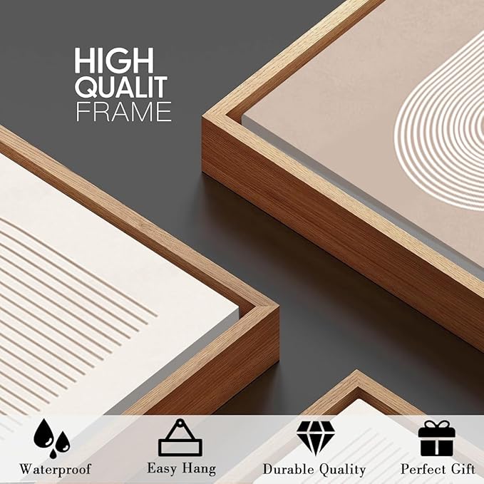 Anyzal Boho Abstract Wall Art Modern Minimalist Artwork Neutral Line Wall Decor for Living Room Bedroom Office 16x24 Inch Set of 3