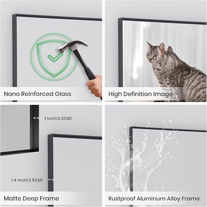 2-Pack Black Bathroom Mirrors Over Sink 24 x 36 Inch Wall Mounted Aluminum Frame Rectangle Mirror Modern Farmhouse Vanity Mirror