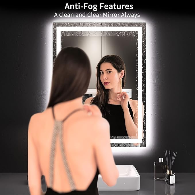 LOAAO 20X28 LED Bathroom Mirror with Lights, Anti-Fog, Dimmable, Backlit + Front Lit, Lighted Bathroom Vanity Mirror for Wall, Memory Function, Tempered Glass, Shatter-Proof, ETL Listed