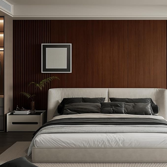 6-Pack Slat Wall Panel with 2 Trims Wood Grain Slat Wall 96" x 6.2" WPC Slats 3D Wall Panels Walnut Grille