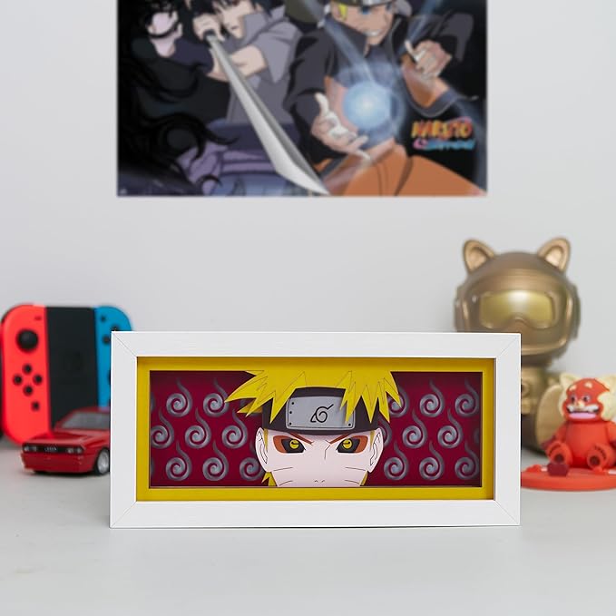 Anime LED Light Box, Manga Shadow Box Frame, Anime Paper Cut Light Box, Table Lamp for Anime Enthusiasts, RGB Multi Color Light, Night Light for Room Decor, Unique Anime Desk Decor (Naruto Uzu)