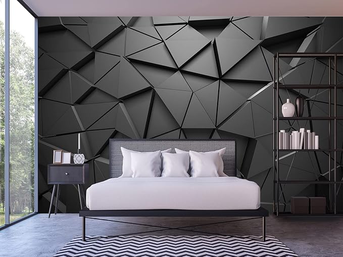 Cliouar-Black Geometric Figures 3D Wallpaper Mural 182" x 122"(Not Self-Adhesive)
