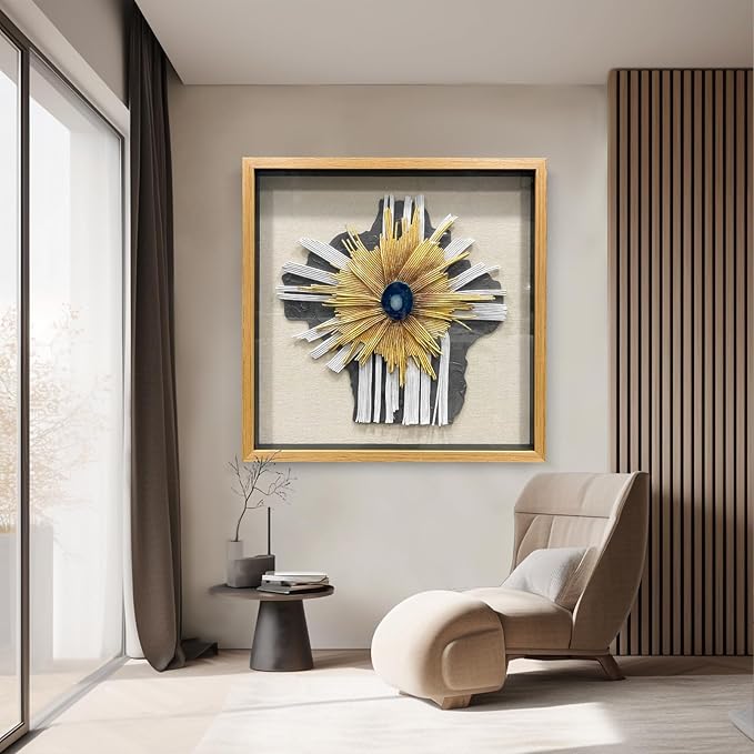 LIUZEYUE - Handmade paper art, artificial gemstone piece 3D mural living room modern wall decoration 43.3"x43.3"