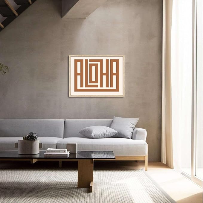 KISSFOX Western Wood Framed Wall Art Decor Aloha Modern Farmhouse Pictures Paintings Wall Decor Mid Century Southwest Canvas Art Prints Typography Artwork For Bedroom Kitchen Office Living Room